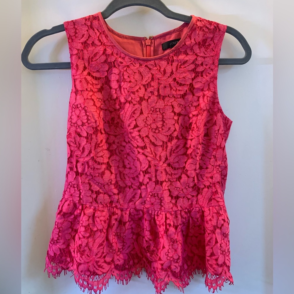 Pink Lace Peplum Top